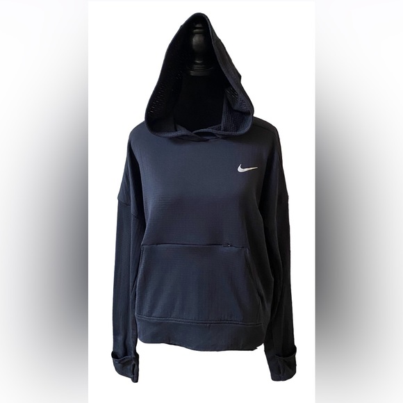 Nike Tops - Nike: Black Running Dri Fit Hoodie with Mitten Sleeves